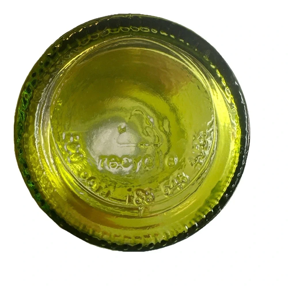 VTG Green Glass Bubble Vase 8 1/2 Inches Tall. Base Is 2 3/4inches Wide